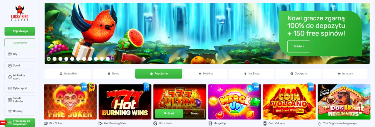 Glowna strona w Lucky Bird
