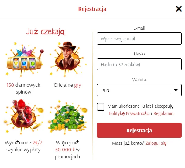 Rejestracja w SuperCat Casino