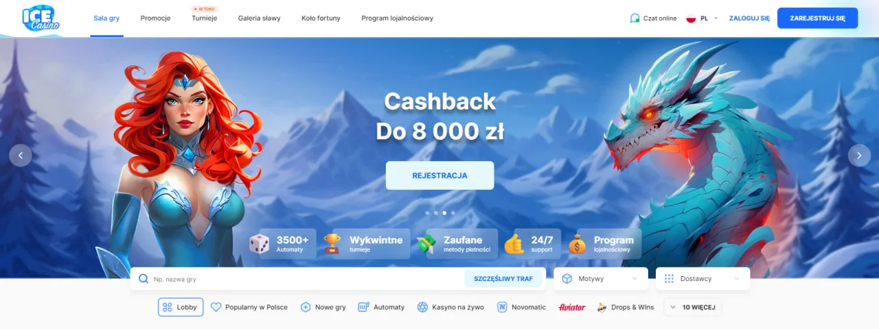Glowna strona w Ice Casino