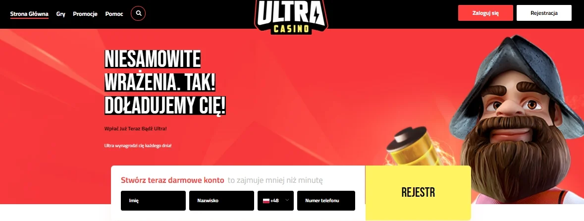 Strona internetowa Ultra Casino
