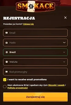 Rejestracja w Smokace Casino