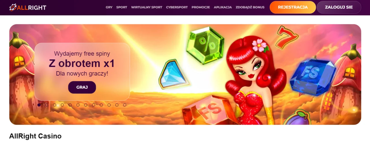 Glowna strona w AllRight Casino