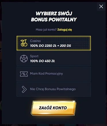 Formularz rejestracyjny w Quickwin Casino nr 1