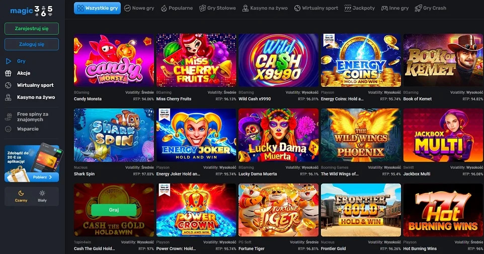 Automaty do gry na pieniądze w Magic365