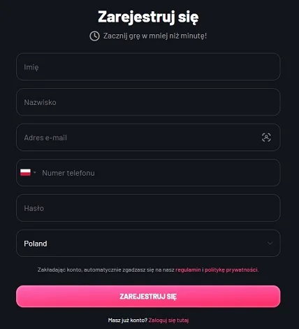 Rejestracja - Seven Casino