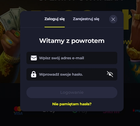 Formularz logowania do BDMBet Casino