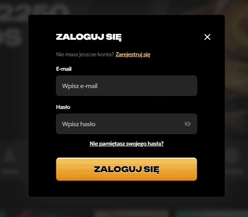 Formularz logowania do Spinsy Casino